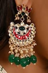 Namasya_Pink Beads Lotus Carved Pendant Necklace Set _Online_at_Aza_Fashions