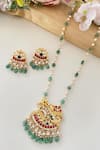 Shop_Namasya_Pink Beads Kundan Embellished Pendant Necklace Set _at_Aza_Fashions