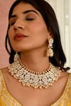 Namasya_Gold Plated Beads, Diamonds Kundan Embellished Necklace Set _Online_at_Aza_Fashions