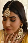 Buy_Namasya_Gold Plated Pearls, Beads, Gota Patti Embellished Necklace Set _at_Aza_Fashions