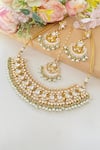 Shop_Namasya_Gold Plated Pearls, Beads, Gota Patti Embellished Necklace Set _at_Aza_Fashions