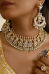 Namasya_Gold Plated Pearls, Beads, Gota Patti Embellished Necklace Set _Online_at_Aza_Fashions
