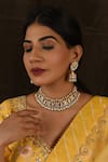 Buy_Namasya_White Kundan Bead Embellished Choker Set _at_Aza_Fashions