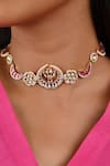 Namasya_Pink Kundan Crescent Carved Choker Set _Online_at_Aza_Fashions