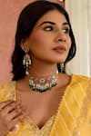 Buy_Namasya_Pink Kundan Embellished Pendant Choker Set _at_Aza_Fashions