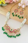 Shop_Namasya_Pink Kundan Embellished Pendant Choker Set _at_Aza_Fashions