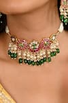 Namasya_Pink Kundan Embellished Pendant Choker Set _Online_at_Aza_Fashions