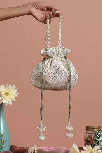 Buy_Swabhimann_White Sequins Scatter Embellished Potli _at_Aza_Fashions