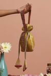 Shop_Swabhimann_Yellow Embroidery Silk Handle Potli _Online_at_Aza_Fashions