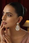Shop_Swabhimann_Gold Plated Diamonds, Stones Polki Studded Floral Vine Chandbali Earrings _Online_at_Aza_Fashions