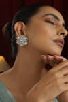 Buy_SWABHIMANN_Silver Plated Polki Floral Studded Earrings _at_Aza_Fashions