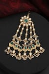 Shop_SWABHIMANN_Green Pearl Kundan Studded Floral Passa _at_Aza_Fashions