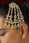 Buy_SWABHIMANN_Green Pearl Kundan Studded Floral Passa _Online_at_Aza_Fashions