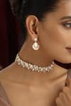 Swabhimann_Rose Gold Stones, Diamonds Drop Polki Studded Choker Set _Online_at_Aza_Fashions