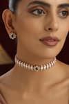 Buy_Swabhimann_Green Stones, Diamonds Clear Polki Studded Oval Choker Set _Online_at_Aza_Fashions