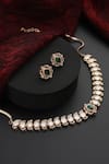 Shop_Swabhimann_Green Stones, Diamonds Clear Polki Studded Oval Choker Set _Online_at_Aza_Fashions