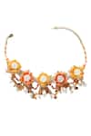 Shop_Vaidaan_Multi Color Enamel Samyuta Floral Hand Embroidered Choker _at_Aza_Fashions