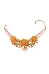 Buy_Vaidaan_Multi Color Pearl Vira Hand Embroidered Choker _at_Aza_Fashions