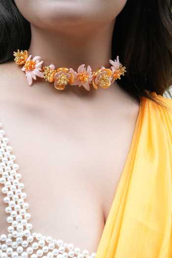 Buy_Vaidaan_Multi Color Gopi Floral Shaped Choker _at_Aza_Fashions