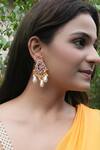 Buy_Vaidaan_Multi Color Pearl Induleka Tear Drop Shaped Earrings _at_Aza_Fashions