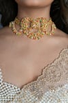 Buy_Vaidaan_Multi Color Pearl Kamli Bead Embellished Choker _at_Aza_Fashions