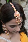 Buy_Vaidaan_Multi Color Pearl Mohini Bead Embellished Maangtikka _at_Aza_Fashions