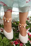 Buy_Vaidaan_Multi Color Pearl Nivasini Bead Embellished Anklets - Set Of 2 _at_Aza_Fashions