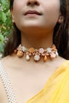 Buy_Vaidaan_Multi Color Pearl Nivasini Floral Bead Embellished Choker _at_Aza_Fashions