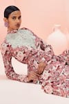 Bhumika Sharma_Pink Georgette Printed Floral High Abstract Peplum With Gharara _Online_at_Aza_Fashions