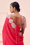 Shop_Bhumika Sharma_Fuchsia Georgette Embroidered Thread Plunge Hem Saree With Bahaar Blouse _at_Aza_Fashions