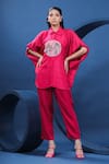 Buy_Coeur_Pink Pure Raw Silk Hand Embroidered Dala Horse Collared Shirt With Pant _at_Aza_Fashions