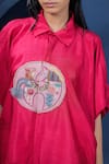 Buy_Coeur_Pink Pure Raw Silk Hand Embroidered Dala Horse Collared Shirt With Pant _Online_at_Aza_Fashions