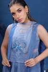 Coeur_Blue Shirt 38g Pure Organza Silk Hand Embroidered Kurta And Palazzo Set _at_Aza_Fashions