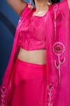 Shop_Coeur_Pink Bustier Pure Silk Hand Embroidered Floral Lagom Cape With Skirt Set _Online_at_Aza_Fashions