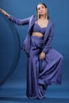 Buy_Coeur_Purple Blazer Pure Silk Hand Embroidered Kurbit Bustier Sweetheart Pant Set _at_Aza_Fashions