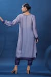 Shop_Coeur_Purple Kurta Organza Satin Print Nordic Round High Low With Pant _at_Aza_Fashions