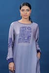 Buy_Coeur_Purple Kurta Organza Satin Print Nordic Round High Low With Pant _Online_at_Aza_Fashions