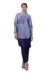 Coeur_Purple Tunic Organza Satin Print Nordic High Neck Shirt With Pant _Online_at_Aza_Fashions