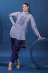 Buy_Coeur_Purple Tunic Organza Satin Print Nordic High Neck Shirt With Pant _Online_at_Aza_Fashions