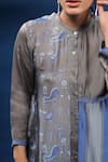 Buy_Coeur_Blue Organza Satin Embroidery Lace Band Swedish Folk Print Shirt With Pant _Online_at_Aza_Fashions