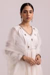 Shop_Label Shreya Sharma_White Kurta And Sharara Chanderi Embroidered Sequin V-neck Butti Gathered Set _Online_at_Aza_Fashions