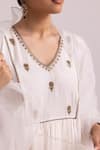 Buy_Label Shreya Sharma_White Kurta And Sharara Chanderi Embroidered Sequin V-neck Butti Gathered Set 