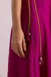 Label Shreya Sharma_Magenta Cotton Silk Plain One Shoulder Dress _at_Aza_Fashions