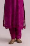 Label Shreya Sharma_Magenta Kurta And Pant Chanderi Printed Floral Vine Sequin Embellished Set _Online_at_Aza_Fashions