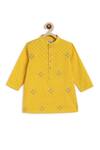 Buy_Tiber Taber_Yellow 100% Cotton Embroidery Zari Woven Kurta With Dhoti Pant _Online_at_Aza_Fashions