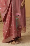 arpita sulakshana_Pink Chanderi Embroidery Bell Flower Round Hand Painted Kurta And Pant Set _Online_at_Aza_Fashions