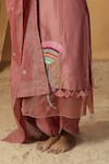 Buy_arpita sulakshana_Pink Chanderi Embroidery Bell Flower Round Hand Painted Kurta And Pant Set 