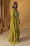 Buy_arpita sulakshana_Green Chanderi Hand Paint Lotus Round Garden Embroidered A-line Kurta And Pant Set 