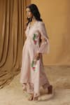 Buy_arpita sulakshana_Pink Chanderi Hand Paint Abstract Cutdana Embroidered A-line Kurta With Pant _Online_at_Aza_Fashions