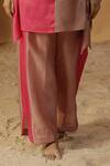 Buy_arpita sulakshana_Pink Chanderi Hand Paint Floral Round Color Block Kaftan With Pant _Online_at_Aza_Fashions